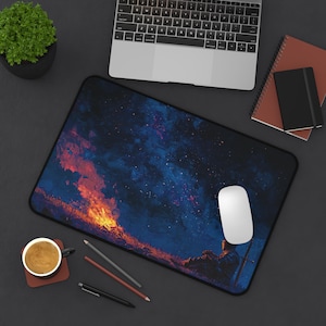 Knight at Bonfire Desk Mat DND Mousepad Darks Souls Mouse Pad Fantasy Table Top Cozy Vibes Aesthetic Larger RPG Gaming Mouse Pad Elden Ring image 7