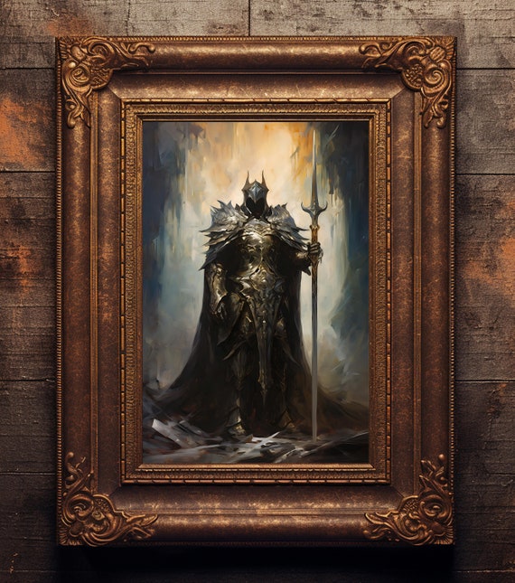 Knight Print Medieval Decor Dark Fantasy Art Gaming Room 