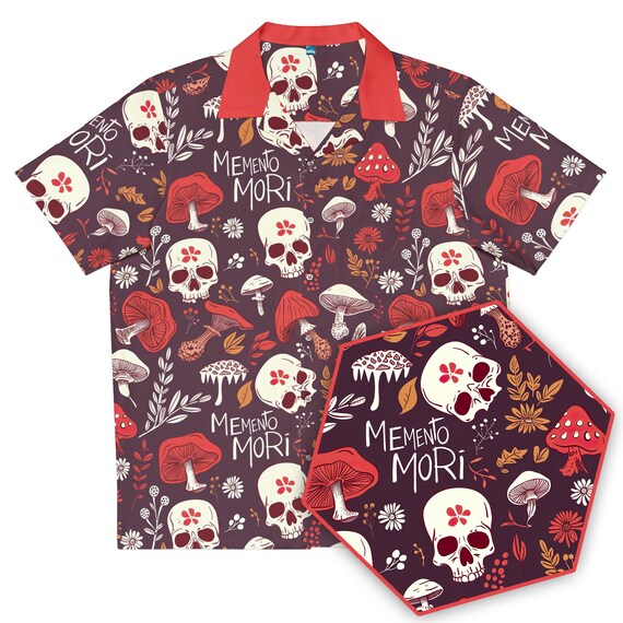 Memento Mori Hawaiian Shirt, Stoic Inspired shirt, Memento Mori, Mystical Shirt, Philosophy Clothing, Meditations, Fantasy Lover Gift Idea