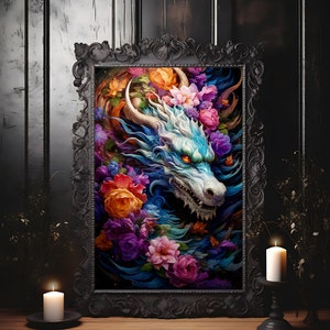 Dragon Art, Fantasy Art, Mythical Art, Magical Art, Fantasy Landscape Art, Digital Download, Wall Art, Enchanted, Whimsical, Print