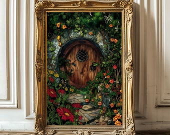 The Shire Art Print, Bookish Artwork, Earthy Boho, Earthy Celestial Poster, Folk Art, Mystical Tarot Card Art