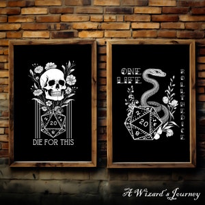 DnD Artwork Bundle, Set of 2, Minimal Fantasy Gallery Wall, Gaming Room Art, Digital Download, Boho Chic Wall Art Prints, Decor, DnD art