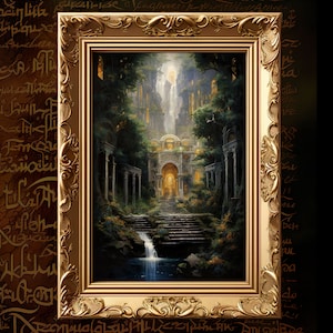 Tolkien Inspired, Fantasy Art, Mythical Art, Magical Art, Fantasy Landscape Art, Digital Download, Wall Art, Enchanted, Whimsical, Print