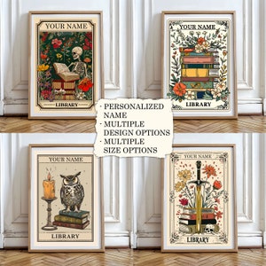 Custom Library Name Art, Bookshelf Artwork, Sign Personalized Name, Bookish Decor for Book Nook, Book Lover Gift, Reader Gift, Bookish Art