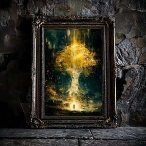 Elden Ring Fan Art Erdtree Inspiriert Dark Souls Videospiel Poster Gaming Art RPG Geschenk Idee Elden Ring Soulsborn Fanart Vintage Öl Kunst
