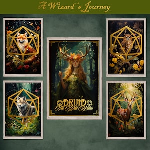 DnD Druid Artwork Bundle, Set of 5, Abstract Fantasy Gallery Wall, Moody Boho Art, Digital Download, Enchanted Forest Prints, Decor, DnD art