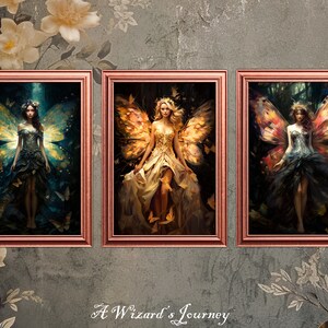 Whimsical Wings - Fairy Bundle - Set of 3 Cottagecore Prints - Moody Botanical Printable Gallery Wall Art - Fantasy Art - Fairy Forest Decor