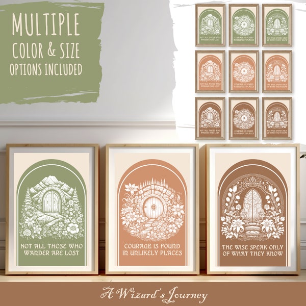 Tolkien Inspired Set of 3 Bundle, Minimal Fantasy Gallery Wall, Gaming Room Art, Multiple Colors Sizes, Boho Chic Art Prints, Decor, DnD art