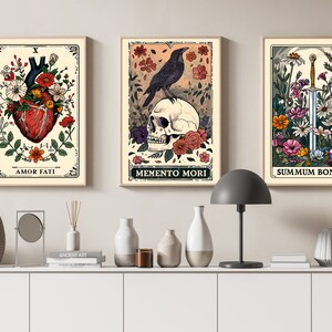 Set of 3 Stoicism Tarot Card Prints, Earthy Boho Set, Stoic Art, Memento Mori, Mystical Tarot Card Art, Philosophy Poster, Meditations, Set image 3