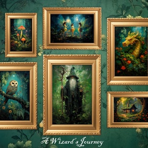 Enchanted Forest Bundle II - Set of 6 Cottagecore Prints - Moody Botanical Printable Gallery Wall Art - Fantasy Art - Fairy Forest Decor