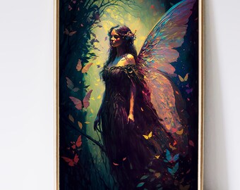 Fairy Art, Enchanted Forest Art, Fantasy Art, Mythical Art, Magical Art, Digital Download, Wall Art, Whimsical, Decor, Print