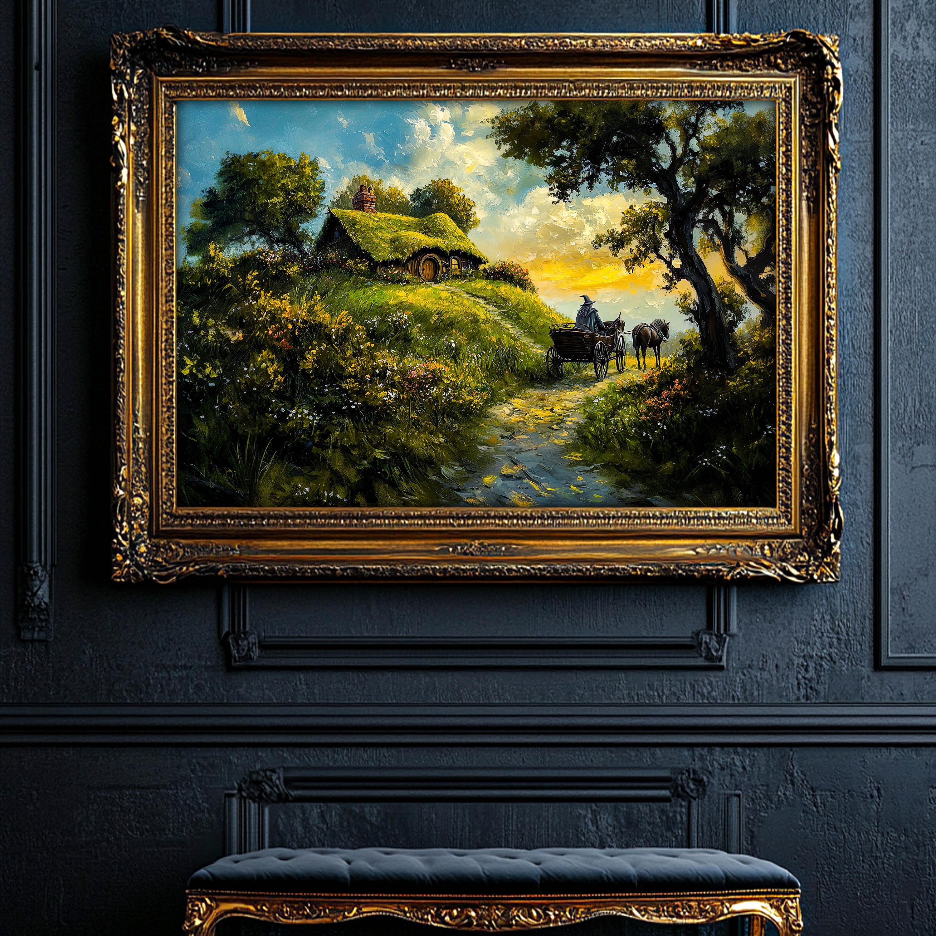 A Wizard in the Shire Art Print Bookish Artwork Vintage Oil