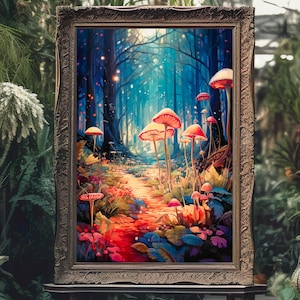 Enchanted Forest Art, Fantasy Art, Mythical Art, Magical Art, Fantasy Landscape Art, Digital Download, Wall Art, Whimsical, Decor, Print