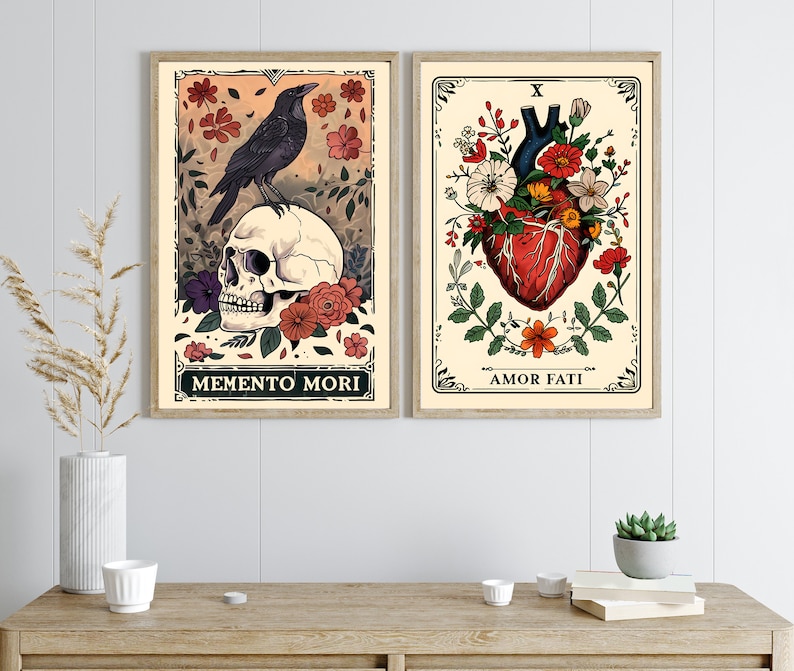 Set of 3 Stoicism Tarot Card Prints, Earthy Boho Set, Stoic Art, Memento Mori, Mystical Tarot Card Art, Philosophy Poster, Meditations, Set image 5