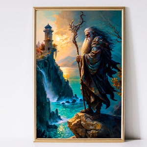 Wizard Art, Fantasy Art, Mythical Art, Magical Art, Digital Download, Wall Art, Enchanted, Whimsical, Spell, Decor, Print
