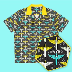 DND Paladin Hawaiian Shirt, DnD Shirt, Dice Shirt, Dice shirt, Dungeons and dragons, Dungeon and dragon gift, DM gift, DnD Button Up