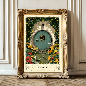 The Shire Tarot Kartendruck, Buchkunstwerk, erdiges Boho, erdiges himmlisches Poster, Volkskunst, mystische Tarotkartenkunst