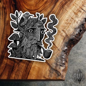 Treebeard Woodland Spirit Sticker Gothic Medieval Fantasy Sticker Minimal Sketch Line Art Decal Dark Academia  Bookish Book Lover Nerdy Gift