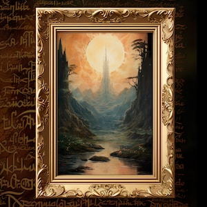Tolkien Inspired, Fantasy Art, Mythical Art, Magical Art, Fantasy Landscape Art, Digital Download, Wall Art, Enchanted, Whimsical, Print