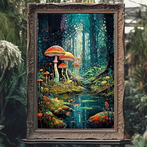 Enchanted Forest Art, Fantasy Art, Mythical Art, Magical Art, Fantasy Landscape Art, Digital Download, Wall Art, Whimsical, Decor, Print