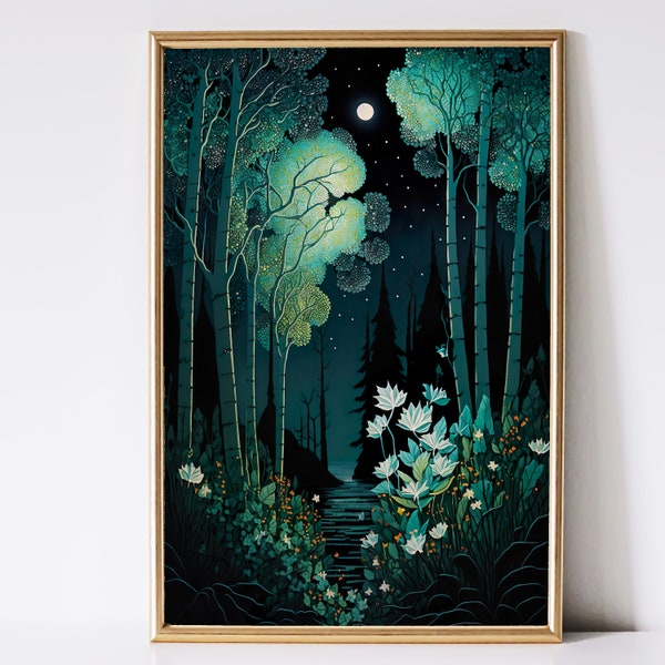 Enchanted Forest Art, Fantasy Art, Mythical Art, Magical Art, Fantasy Landscape Art, Digital Download, Wall Art, Whimsical, Decor, Print