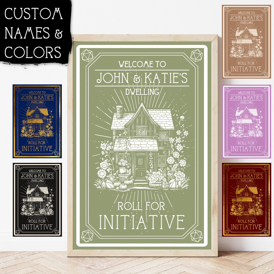 Custom DND Poster With Names, Minimal Fantasy Art, Home Decor