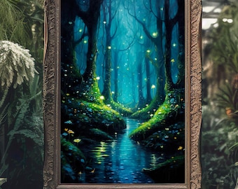 Enchanted Forest Art, Fantasy Art, Mythical Art, Magical Art, Fantasy Landscape Art, Digital Download, Wall Art, Whimsical, Decor, Print