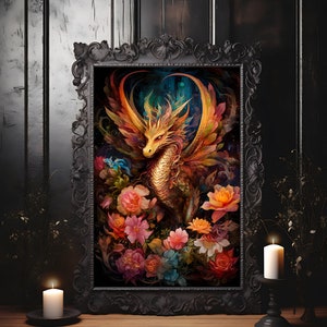 Dragon Art, Fantasy Art, Mythical Art, Magical Art, Fantasy Landscape Art, Digital Download, Wall Art, Enchanted, Whimsical, Print