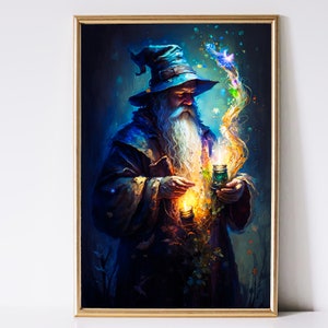 Wizard Art, Fantasy Art, Mythical Art, Magical Art, Digital Download, Wall Art, Enchanted, Whimsical, Spell, Decor, Print