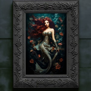 Mermaid Art, Enchanted Forest Art, Fantasy Art, Mythical Art, Magical Art, Digital Download, Wall Art, Whimsical, Decor, Print