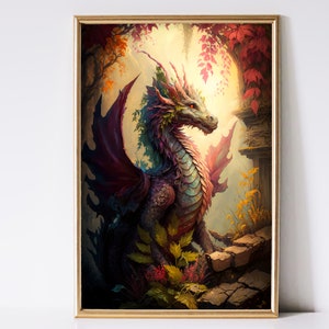 Dragon Art, Fantasy Art, Mythical Art, Magical Art, Fantasy Landscape Art, Digital Download, Wall Art, Enchanted, Whimsical, Decor, Print