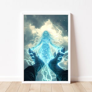 Syl Stormlight Archive Inspired Art, Honorspren Books and Reading Art, Kaladin Stormblessed, Fantasy Art, Digital Download, Wall Print