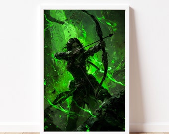 Ranger Portrait, Fantasy Art, Printable Wall Art, Fantasy Art Print, Vintage Oil Painting, Abstract Poster, DND Wall Art, Gallery Wall Decor