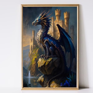 Dragon Art, Fantasy Art, Mythical Art, Magical Art, Fantasy Landscape Art, Digital Download, Wall Art, Enchanted, Whimsical, Decor, Print