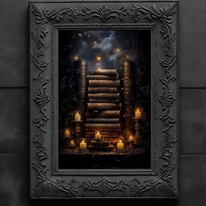 Fantasy Library Art, Books and Reading Art, Fantasy Art, Mythical Art, Magical Art, Digital Download, Wall Art, Whimsical, Decor, Print