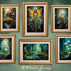Enchanted Forest Bundle - Set of 6 Cottagecore Prints - Moody Botanical Printable Gallery Wall Art - Fantasy Art - Fairy Forest Decor