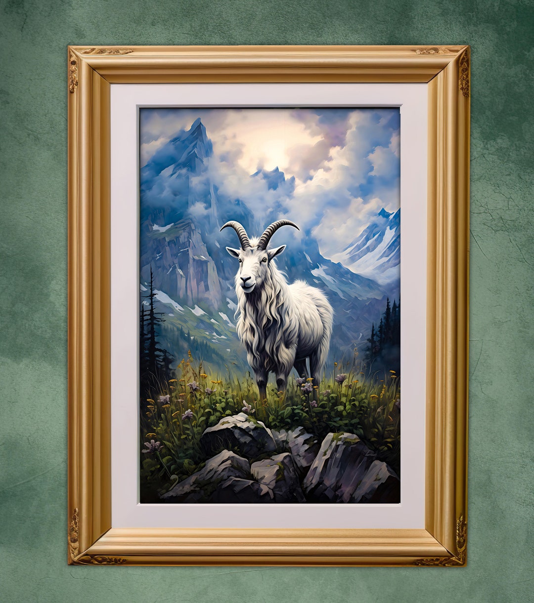 Mountain Goat Art, Fantasy Art, Mythical Art, Magical Art, Fantasy
