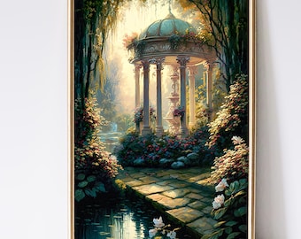 Secret Garden Art, Fantasy Art, Magical Art, Fantasy Landscape Art, Digital Download, Wall Art, Whimsical, Enchanted, Decor, Print