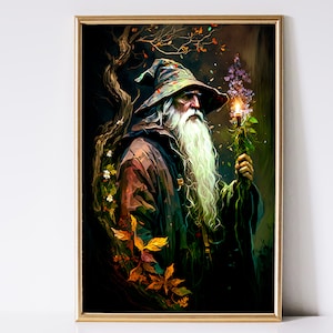 Wizard Art, Fantasy Art, Mythical Art, Magical Art, Digital Download, Wall Art, Enchanted, Whimsical, Spell, Decor, Print