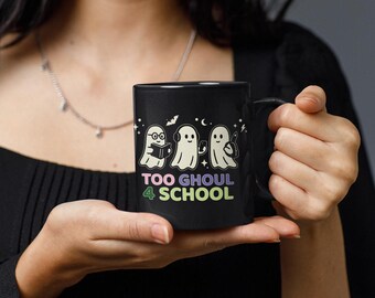 Cute Ghost Halloween Mug Too Ghoul for School Coffee Cup for Kids and Teachers Fall Classroom Gift Spooky Ghost Mug for Autumn Decor