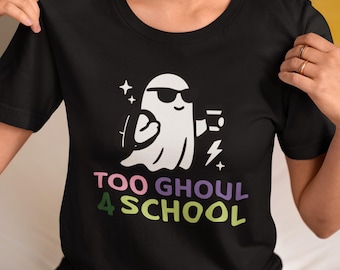 Ghost School Tee Too Ghoul 4 School shirt schattig Halloween Ghost T-shirt terug naar school outfit Unisex herfst Tee grappig spooky shirt voor tieners