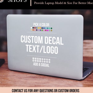 Custom Laptop Vinyl Decal - Your Company Name, Fun Artistic Design, Music, Hobby, Gift, or Just a Simple Personalization for You or Others