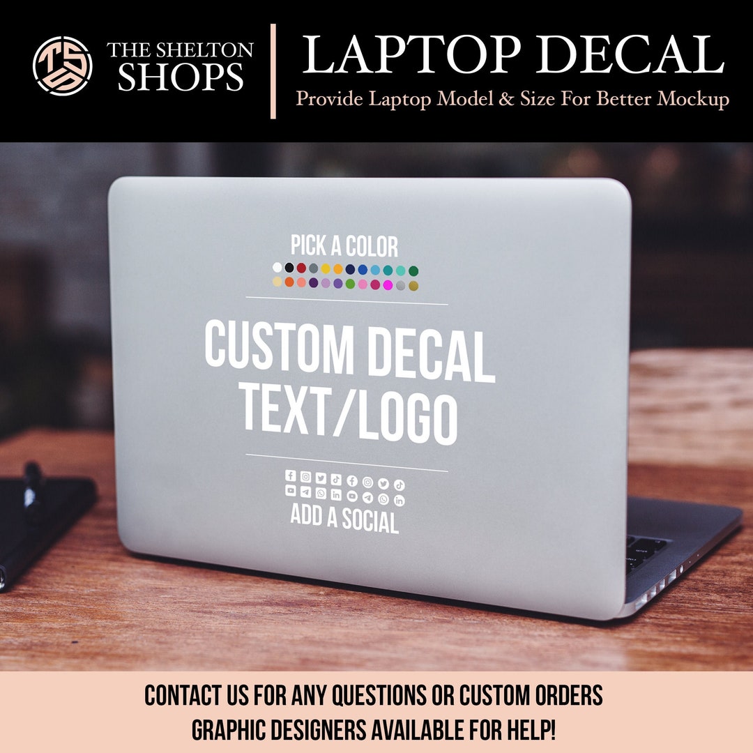 Custom Laptop Vinyl Decal - Your Company Name, Fun Artistic Design ...