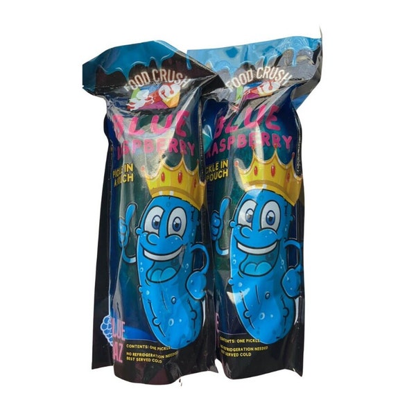 Blue raspberry pickle | Blue Pickle | Sweet pickle | Flavored pickle pouch snack | Blue kids snack | Try it Snacks | Gift for youth boy girl