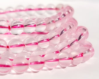 Bracelet en cristal de quartz rose glacé