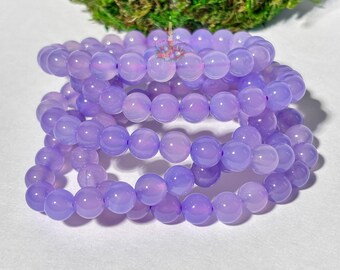 Purple Chalcedony Agate Crystal Stretch Bracelet