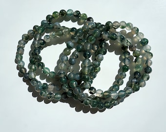 Moss Agate Crystal Stretch Bracelet