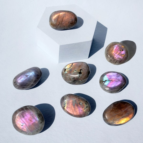 Sunset Labradorite Crystal Tumble - Pink Purple Rainbow Labradorite - Labradorite - Stone of Mysticism - Pocket Crystal - Crystal Healing