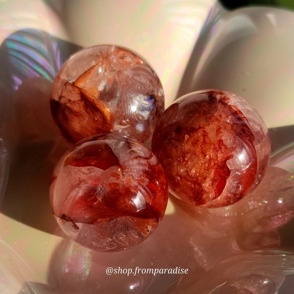 Fire Quartz Red Hematoid Mini Crystal Sphere - Quartz - Stone of Vitality - Root and Sacral Chakra