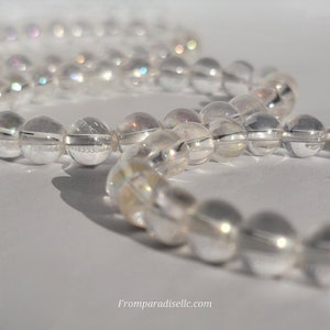 Aura Clear Quartz Crystal Bracelet - Quartz - Stone of Clarity - Handmade Jewelry - Crown Chakra